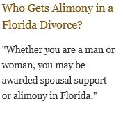 How is alimony awarded in Florida